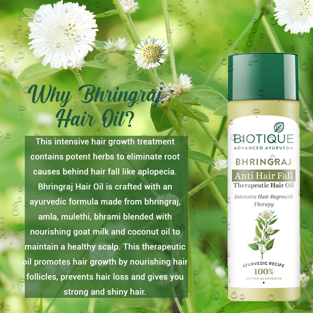 Biotique Bhringraj Anti Hair fall therapeutic Hair oil, 120ml - Image 7 - Buy from Indicrest