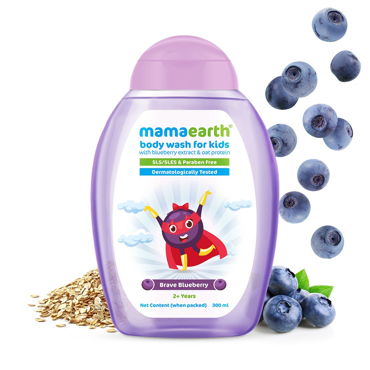 Mamaearth Brave Blueberry Body Wash For Kids with Blueberry and Oat Protein, 300ml - Buy from Indicrest