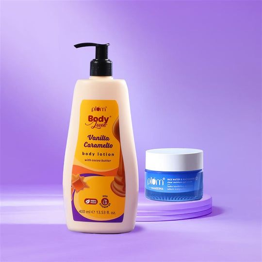 Plum Vanilla Caramello Body lotion and Niacinamide Gel Cream combo Buy at Indicrest