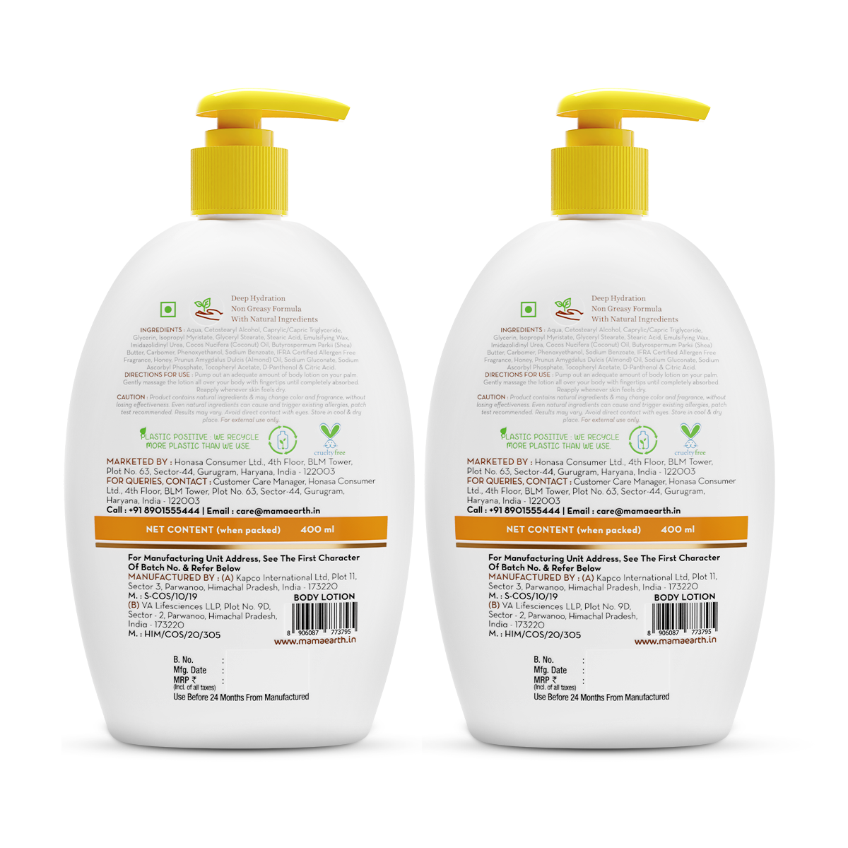Mamaearth Vitamin C Body Lotion with Vitamin C & Honey for Radiant Skin, Pack of 2 X 400ml - Image 2 - Buy from Indicrest