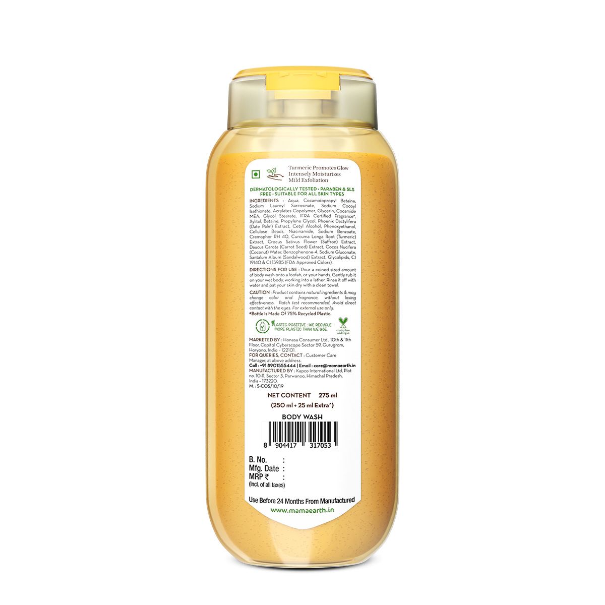 Mamaearth Ubtan Moisturizing Body Wash with Turmeric & Saffron for Tan Removal, 250ml + 25 ml Extra - Image 7 - Buy from Indicrest