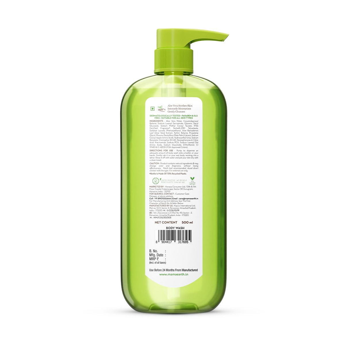 Mamaearth Aloe Vera Moisturizing Body Wash with Aloe Vera & Calming Jasmine For Soft & Soothed Skin 500 ml - Image 7 - Buy from Indicrest