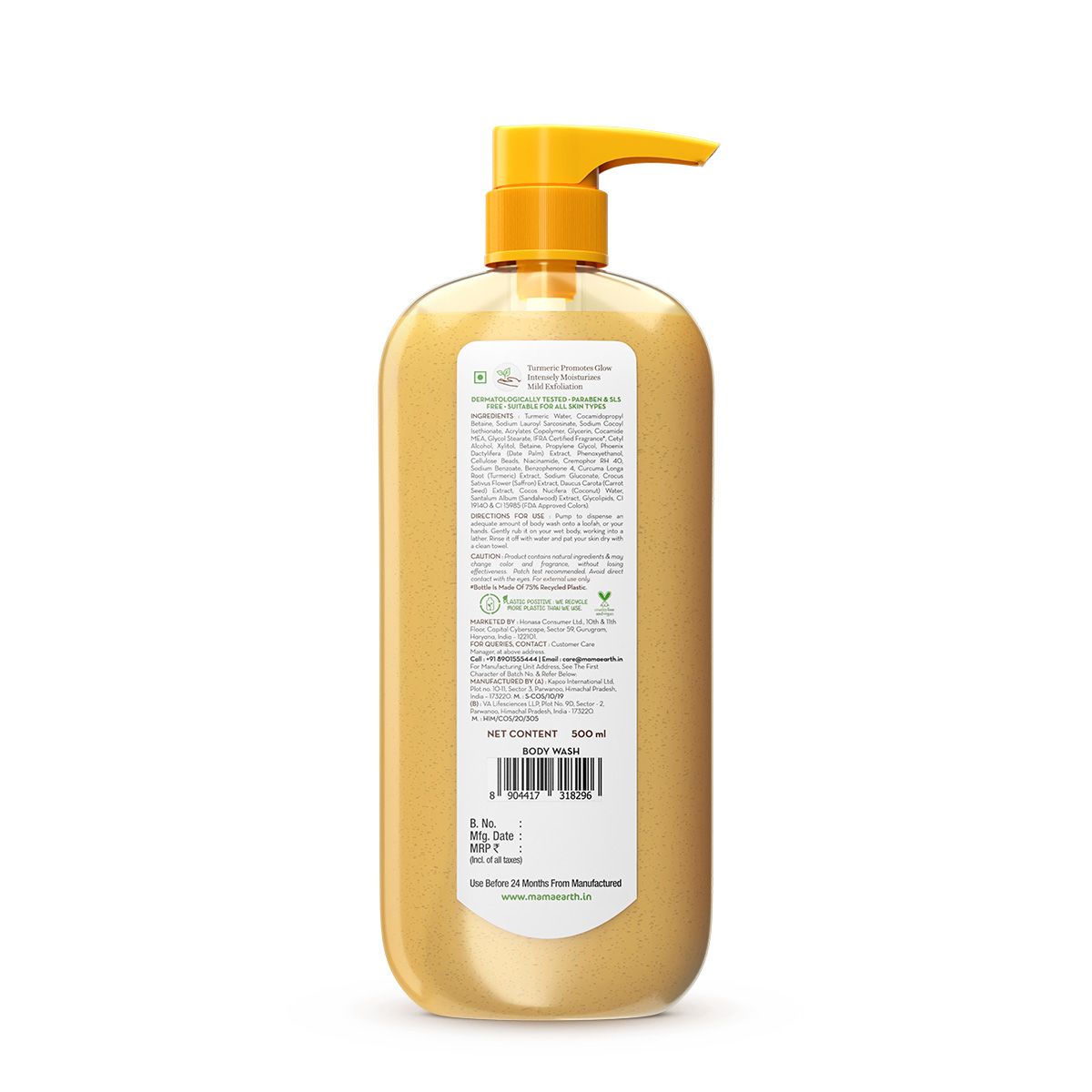 Mamaearth Ubtan Moisturizing Body Wash with Turmeric & Saffron for Tan Removal, 500ml - Image 7 - Buy from Indicrest