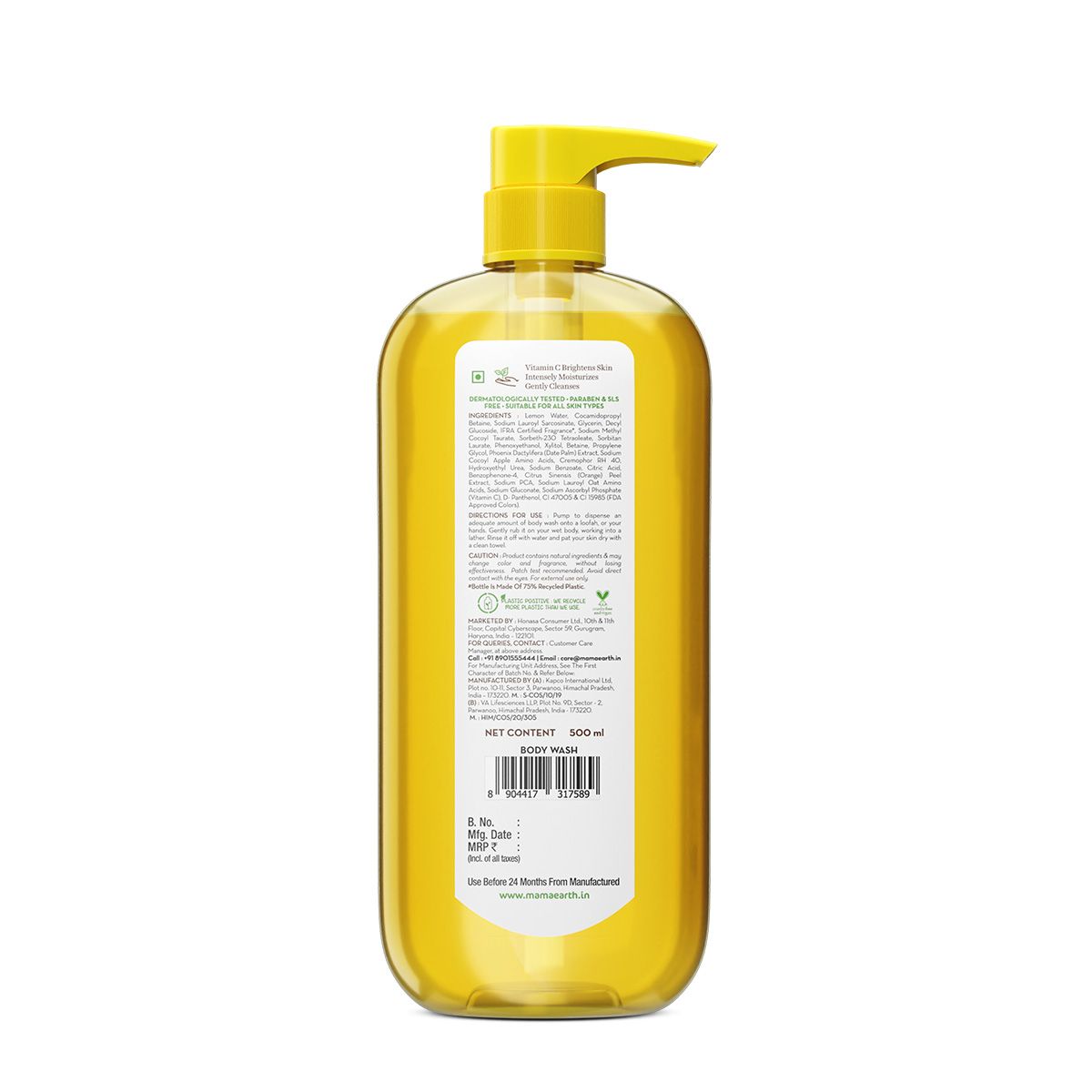 Mamaearth Vitamin C Moisturizing Body Wash with Vitamin C & Refreshing Lemon for Skin Illumination, 500ml - Image 7 - Buy from Indicrest