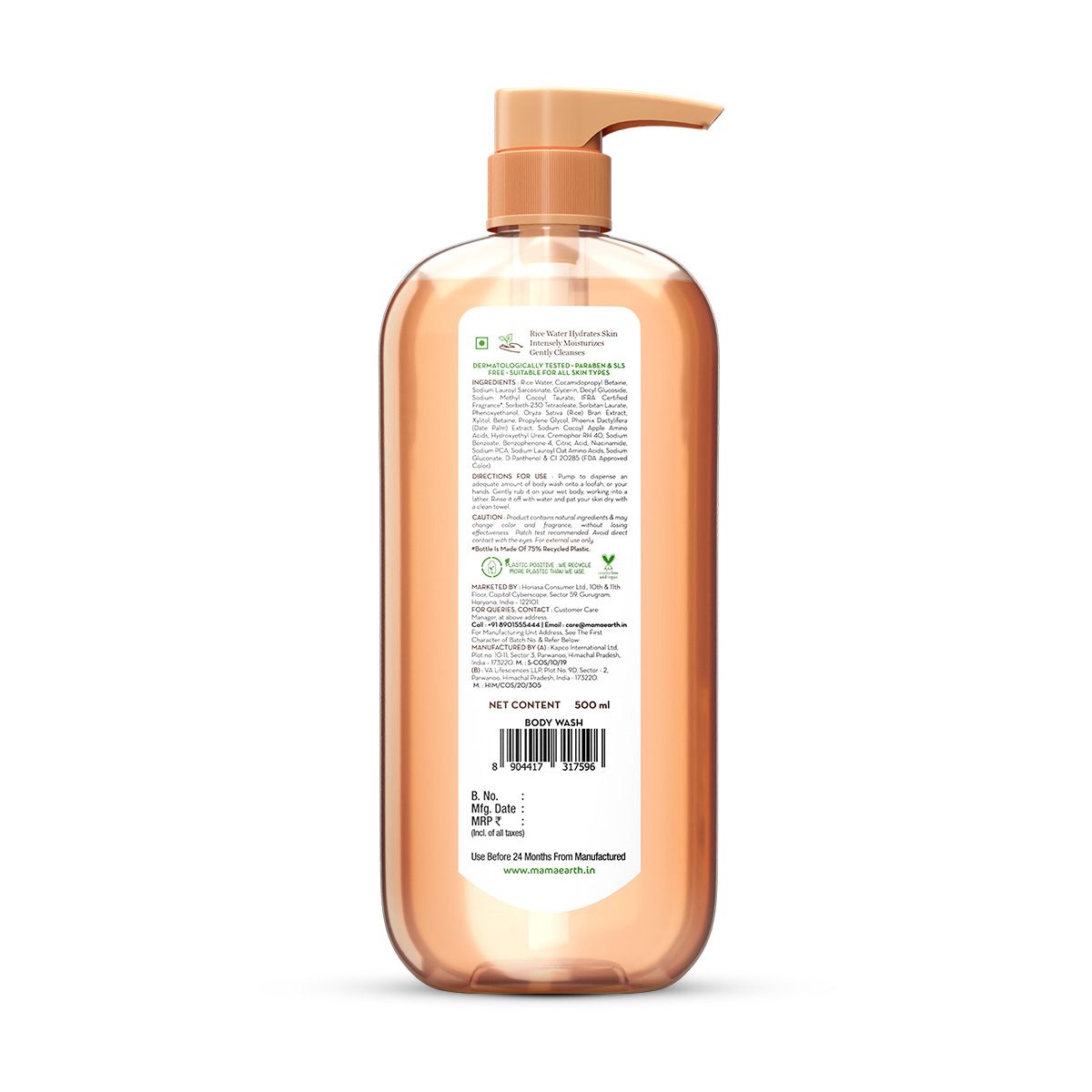 Mamaearth Rice Water Moisturizing Body Wash with Rice Water & Hydrating Lily for Dewy Glass Skin, 500ml - Image 7 - Buy from Indicrest