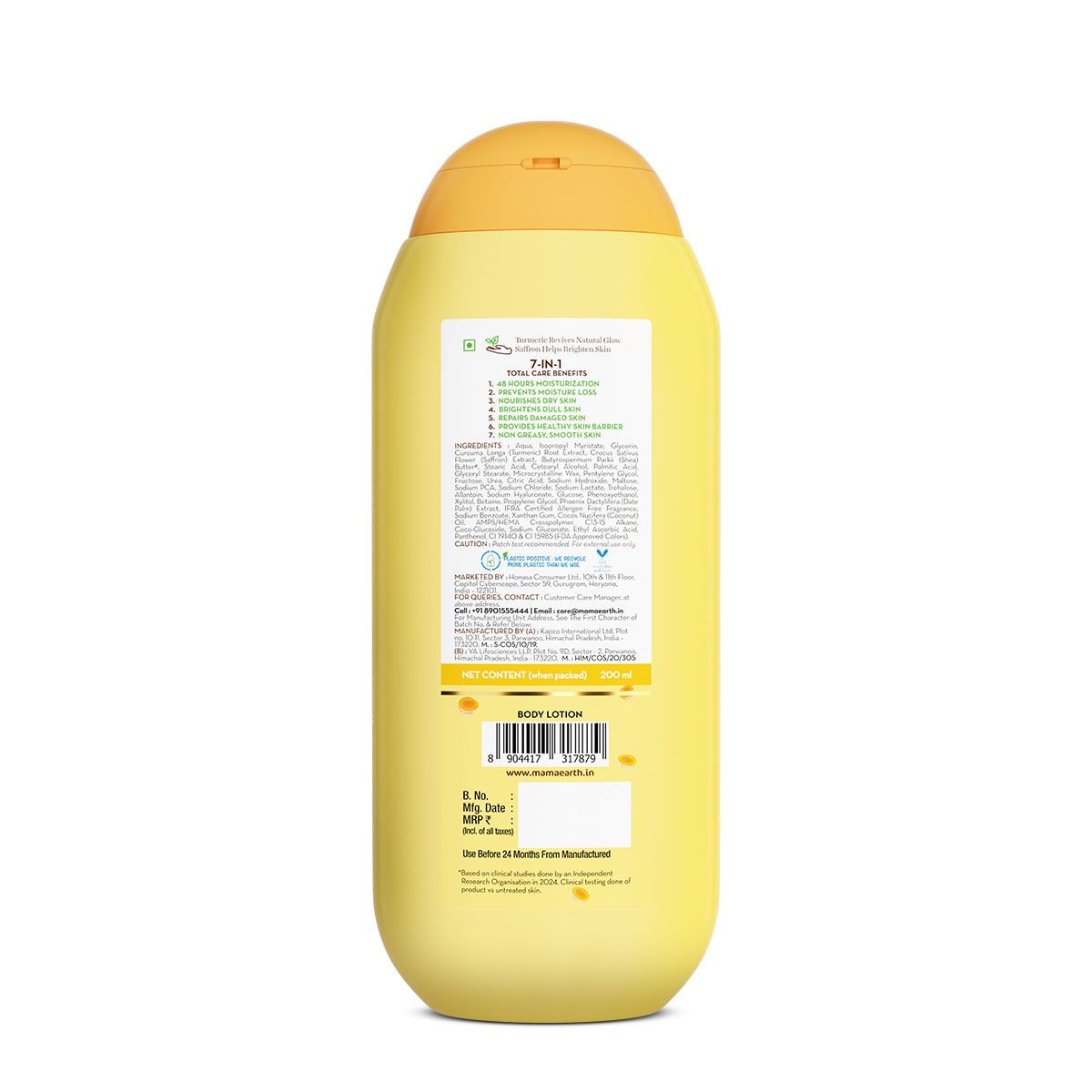 Mamaearth Ubtan Moisturizing Body Lotion with Turmeric & Saffron for Glowing Skin, 200ml - Image 8 - Buy from Indicrest