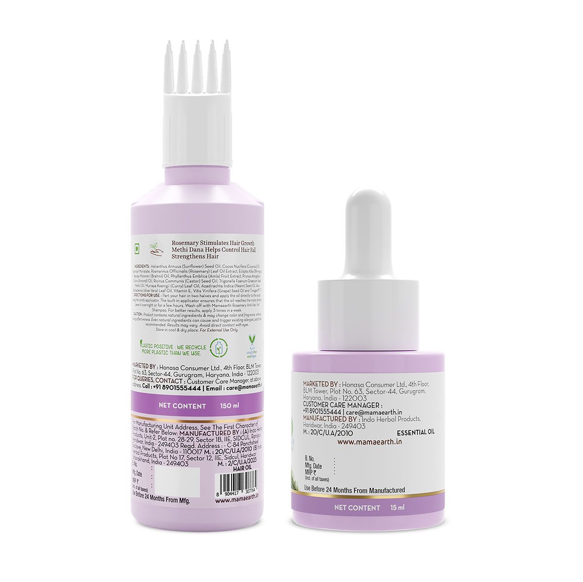 Mamaearth Rosemary Hair Regrowth Combo, 150ml + 15ml - Image 2 - Buy from Indicrest