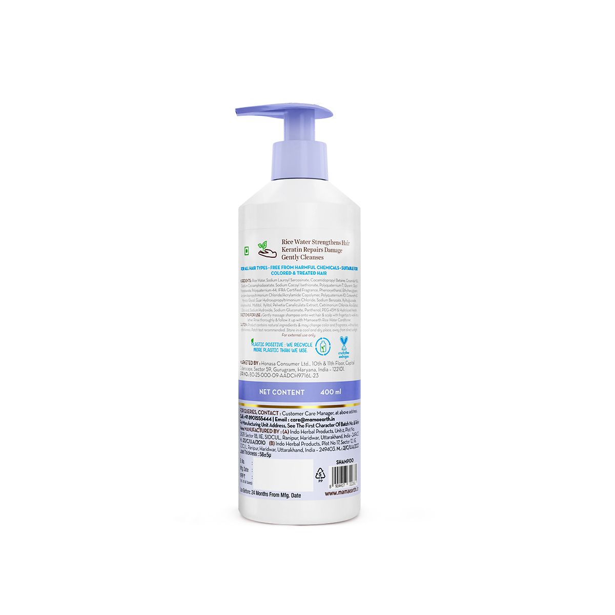 Mamaearth Rice Water Strengthening Shampoo with with Rice Water & Keratin for Damage Repair-, 400ml - Image 7 - Buy from Indicrest