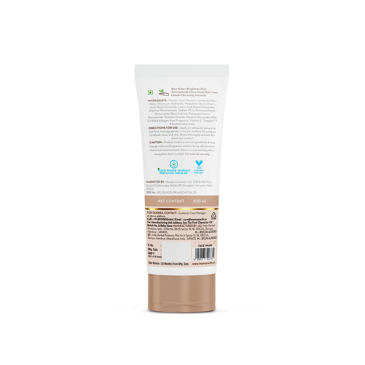 Mamaearth Rice Dewy Bright Face Wash With Rice Water & Niacinamide for Glass Skin, 200ml - Image 7 - Buy from Indicrest