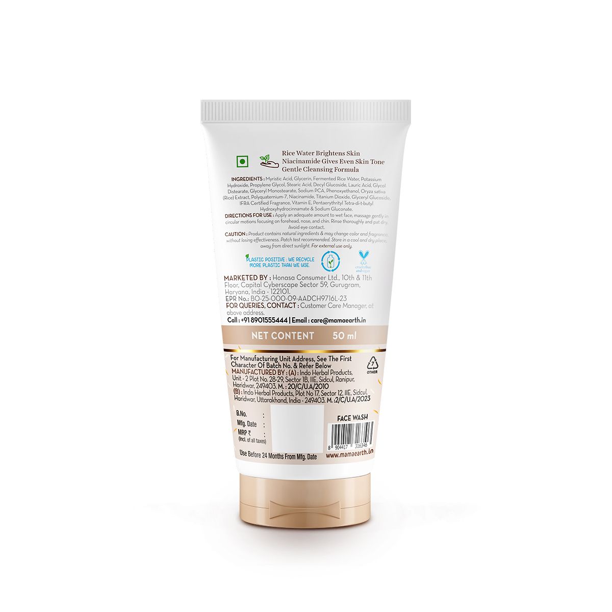 Mamaearth Rice Dewy Bright Face Wash With Rice Water & Niacinamide for Glass Skin, 50ml - Image 8 - Buy from Indicrest