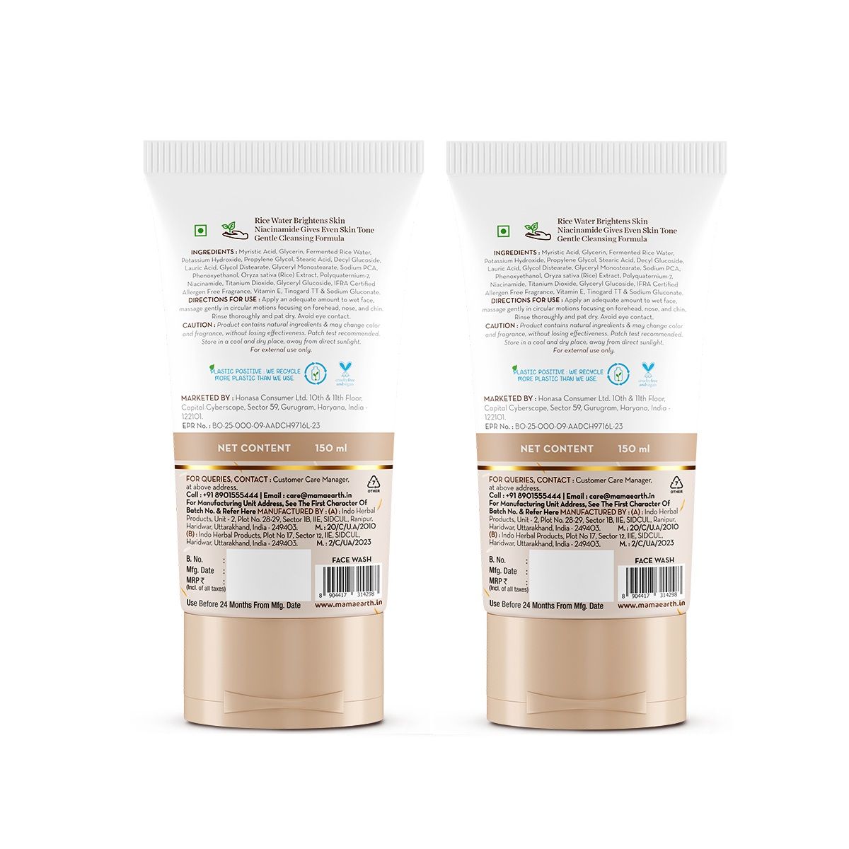 Mamaearth Rice Dewy Bright Face Wash With Rice Water & Niacinamide for Glass Skin, Pack of 2 X 150ml - Image 7 - Buy from Indicrest