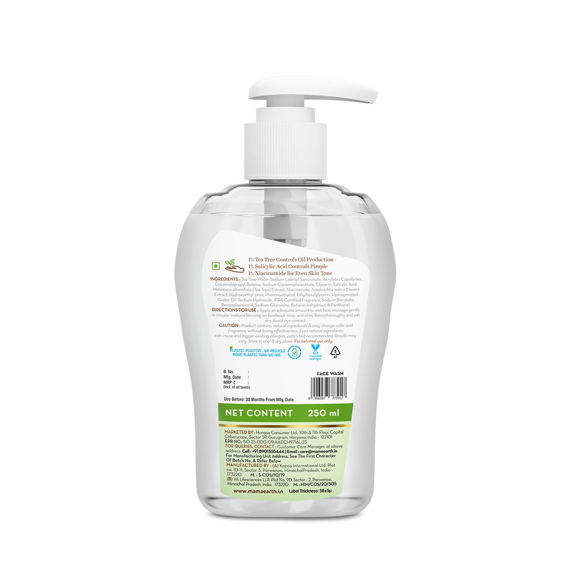 Mamaearth Tea Tree Pimple Control Face Wash with Tea Tree & Salicylic for Oily & Acne-Prone Skin, 250ml - Image 10 - Buy from Indicrest