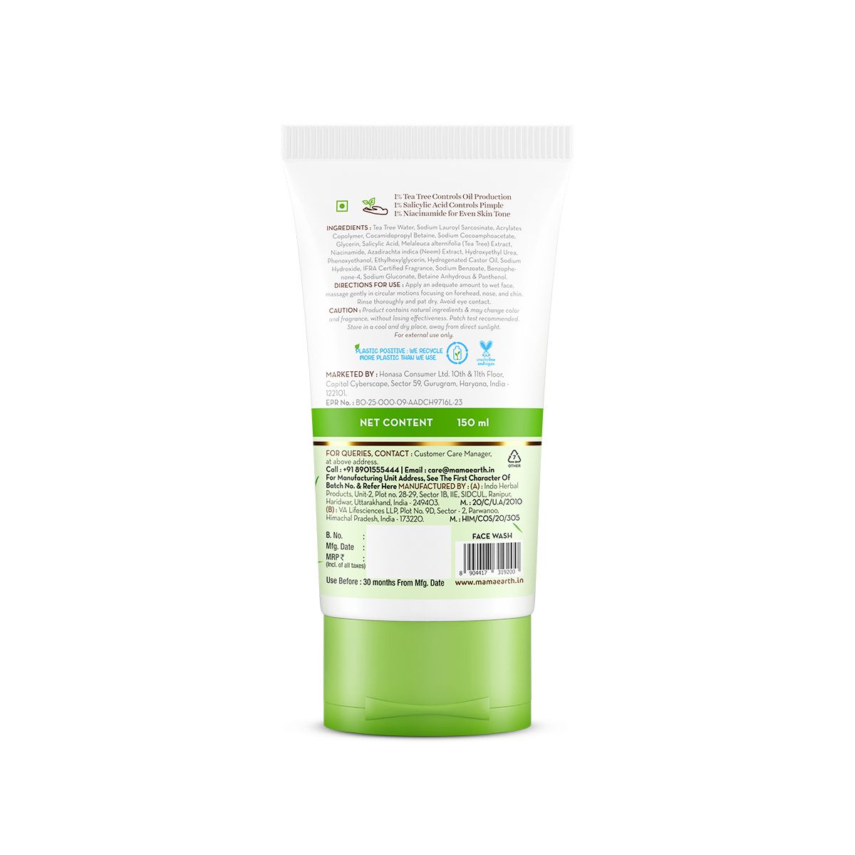 Mamaearth Tea Tree Pimple Control Face Wash with Tea Tree & Salicylic for Oily & Acne-Prone Skin, 150ml - Image 10 - Buy from Indicrest