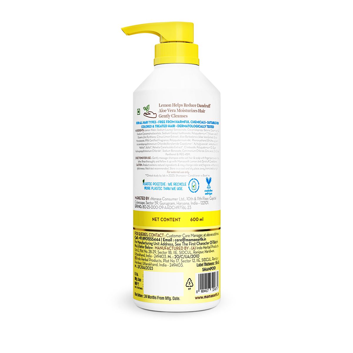 Mamaearth Lemon Anti-Dandruff Shampoo with Lemon & Aloe Vera for Itchy & Flaky Scalp, 600ml - Image 9 - Buy from Indicrest