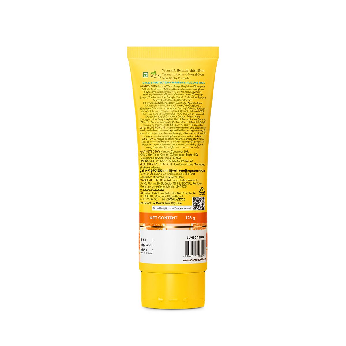 Mamaearth Vitamin C Daily Glow Sunscreen with Vitamin C & Turmeric for Sun Protection & Glow, 125 g - Image 11 - Buy from Indicrest