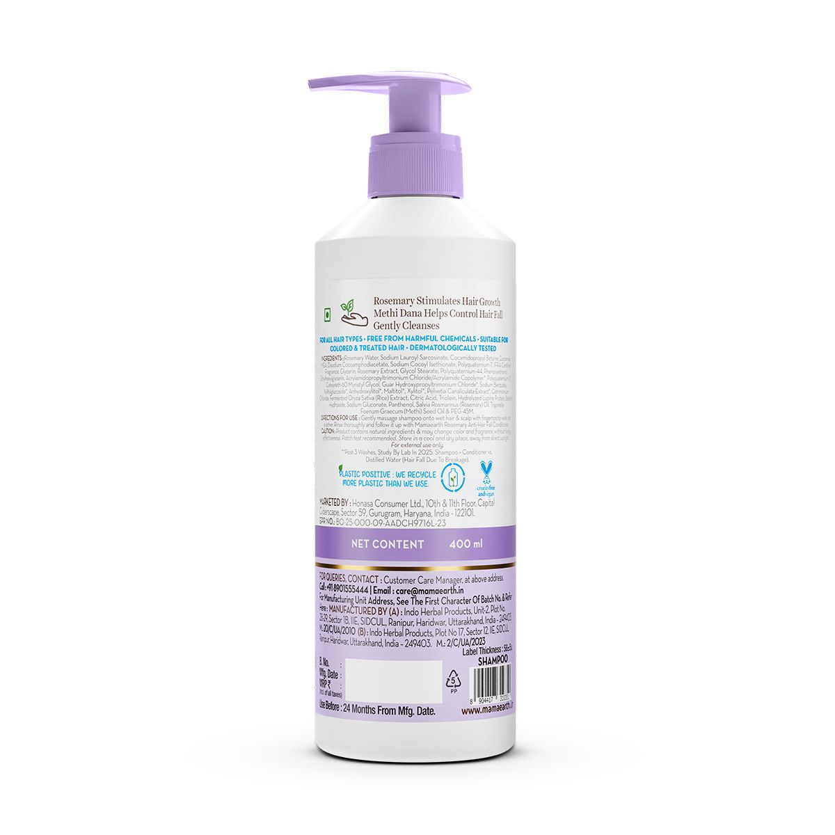 Mamaearth Rosemary Anti-Hair Fall Shampoo with Rosemary & Methi Dana for Reducing Hair Loss & Breakage, 400ml - Image 11 - Buy from Indicrest