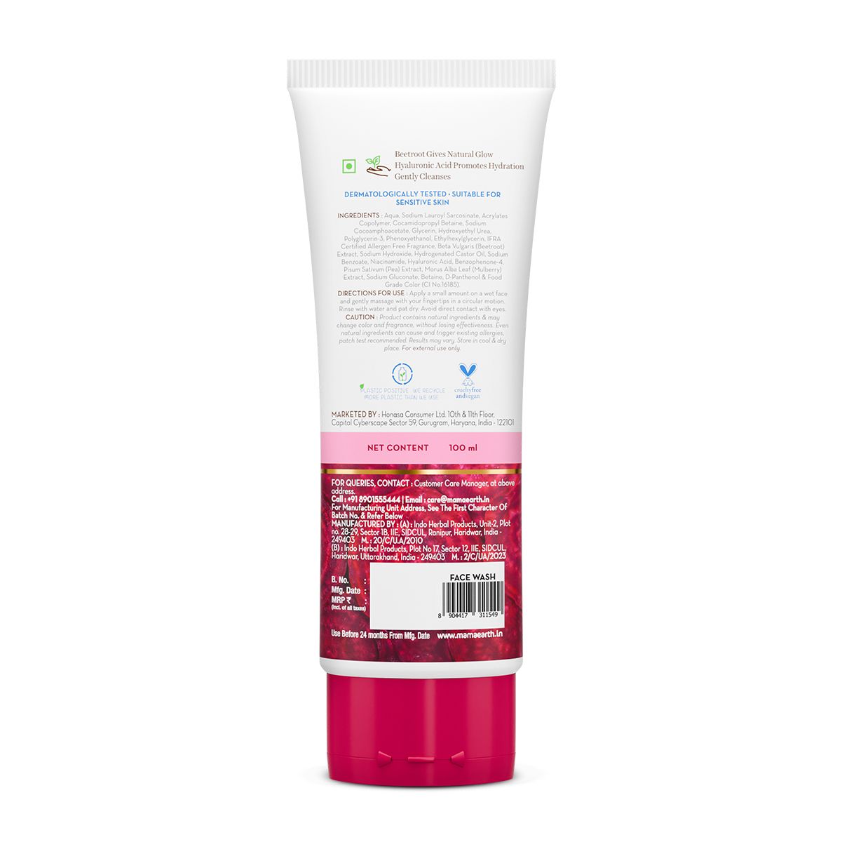 Mamaearth Beetroot Gentle Face Wash With Beetroot & Hyaluronic Acid, 100ml - Image 7 - Buy from Indicrest
