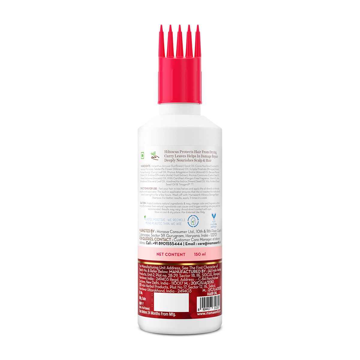 Mamaearth Hibiscus Damage Repair Hair Oil with Hibiscus & Curry Leaves, 150ml - Image 8 - Buy from Indicrest