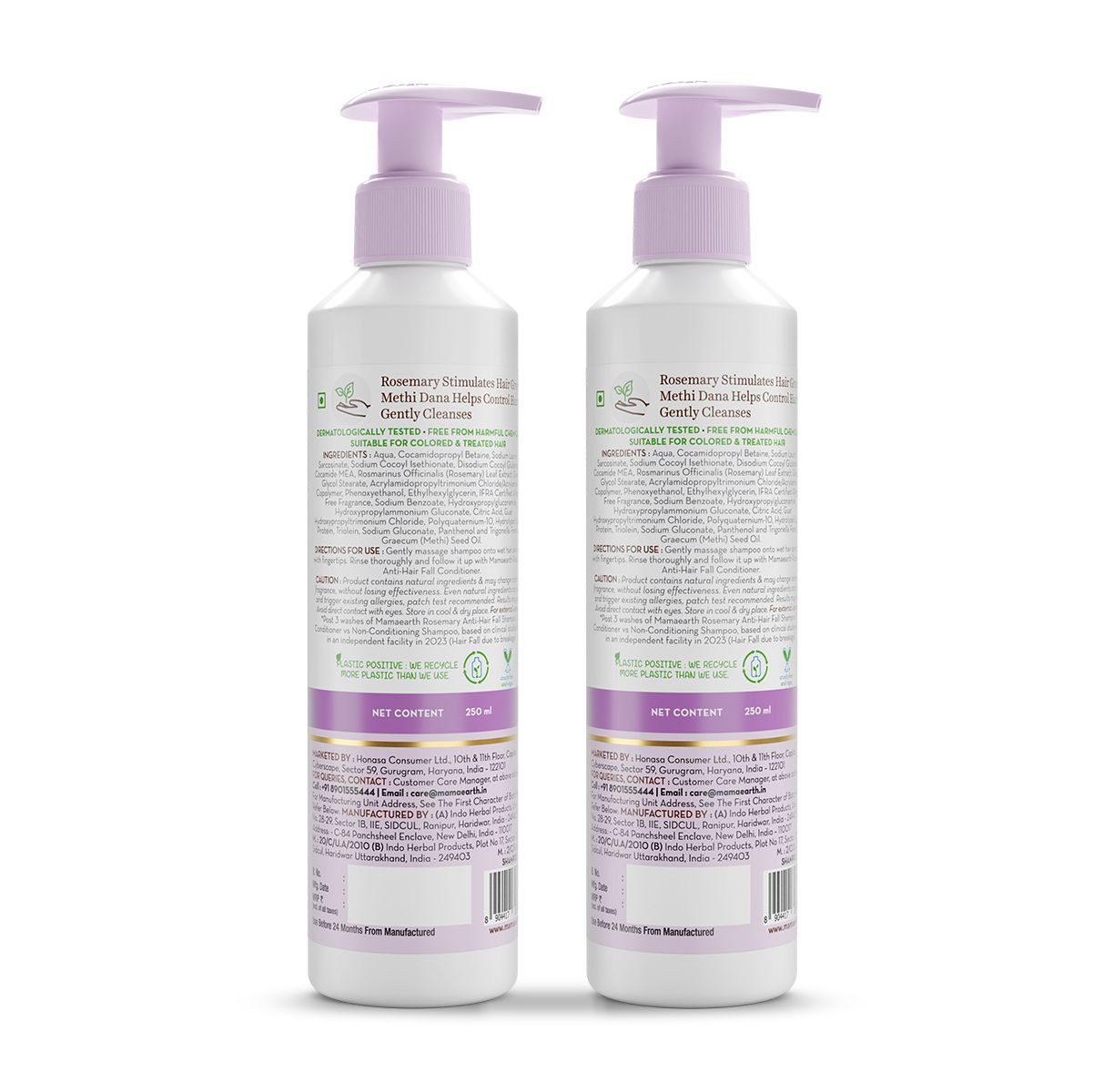 Mamaearth Rosemary Anti-Hair Fall Shampoo with Rosemary & Methi Dana for Reducing Hair Loss & Breakage, Pack of 2 X 250ml - Image 9 - Buy from Indicrest