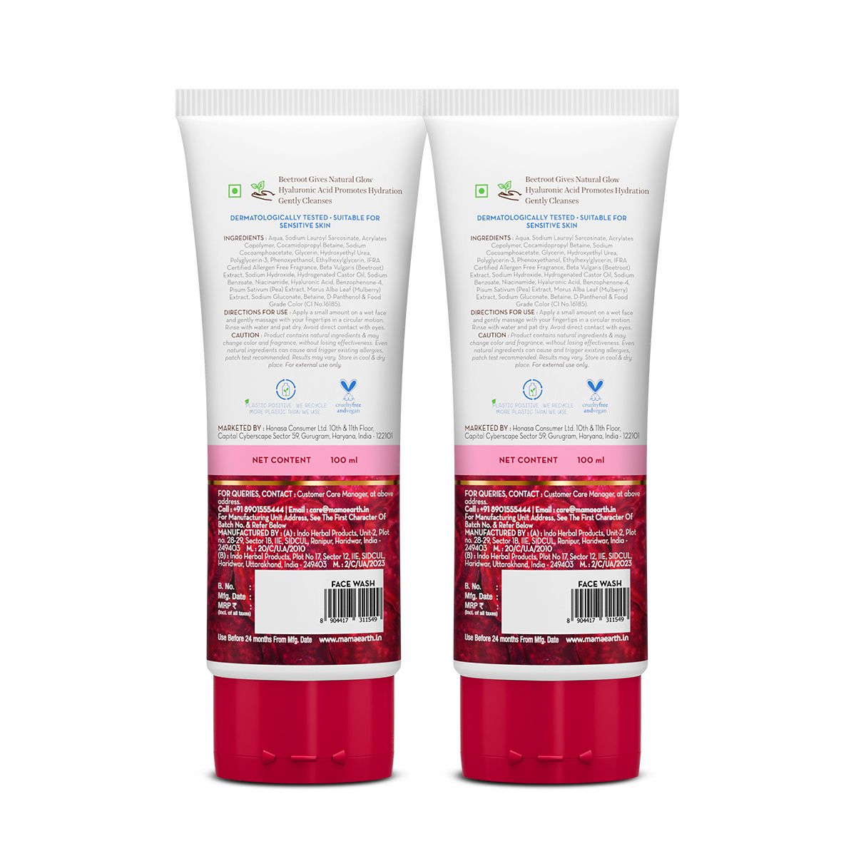 Mamaearth Beetroot Gentle Face Wash With Beetroot & Hyaluronic Acid, Pack of 2 X 100ml - Image 6 - Buy from Indicrest