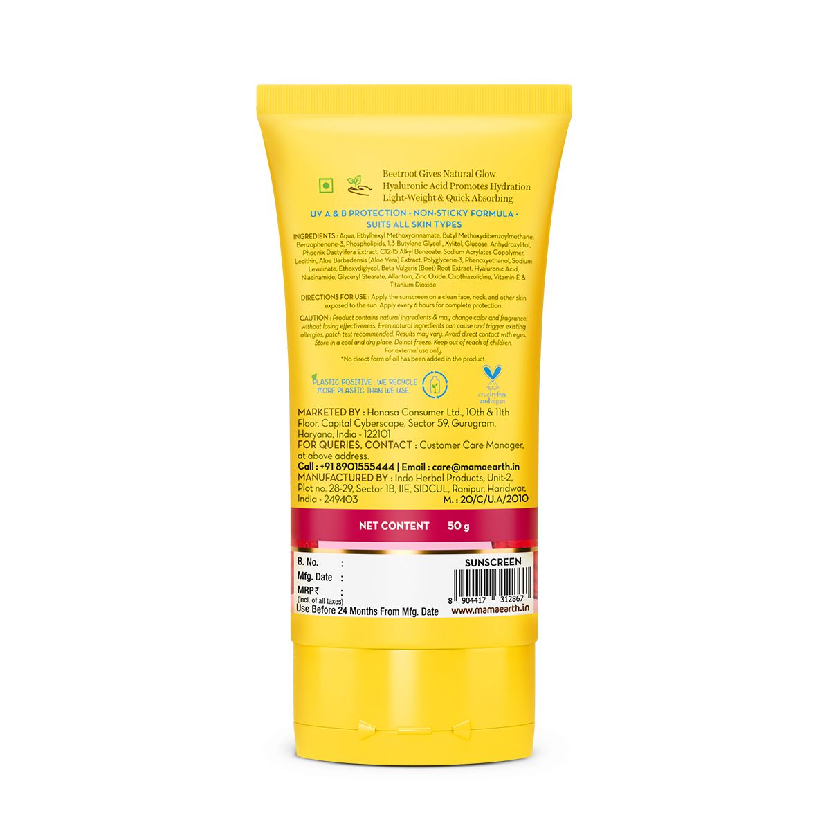 Mamaearth Beetroot Hydraful Sunscreen With Beetroot & Hyaluronic Acid, 50g - Image 7 - Buy from Indicrest