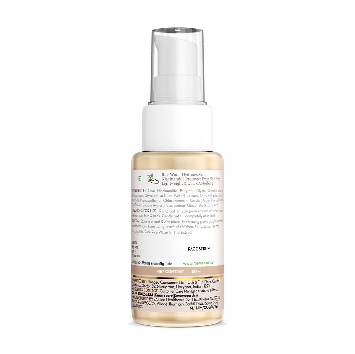Mamaearth Rice Water Dewy Active Serum With Rice Water & 10% Niacinamide For Glass Skin, 50ml - Image 8 - Buy from Indicrest