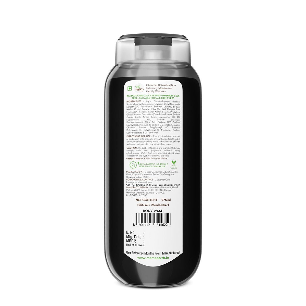 Mamaearth Charcoal Moisturizing Body Wash with Activated Charcoal & Energizing Mint for Skin Detoxification, 250ml + 25 ml Extra - Image 14 - Buy from Indicrest