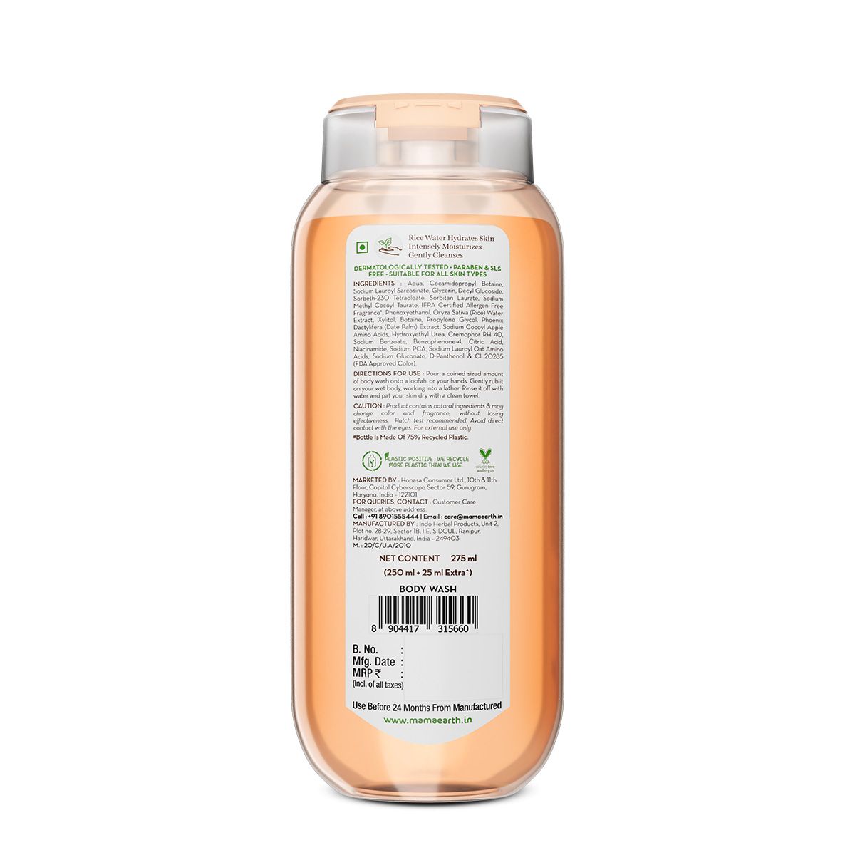 Mamaearth Rice Water Moisturizing Body Wash with Rice Water & Hydrating Lily for Dewy Glass Skin, 250ml + 25 ml - Image 7 - Buy from Indicrest