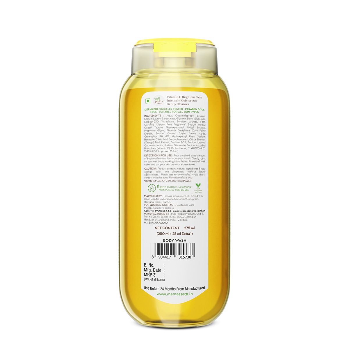 Mamaearth Vitamin C Moisturizing Body Wash with Vitamin C & Refreshing Lemon for Skin Illumination, 275 ml (250 ml + 25 ml Extra) - Image 7 - Buy from Indicrest