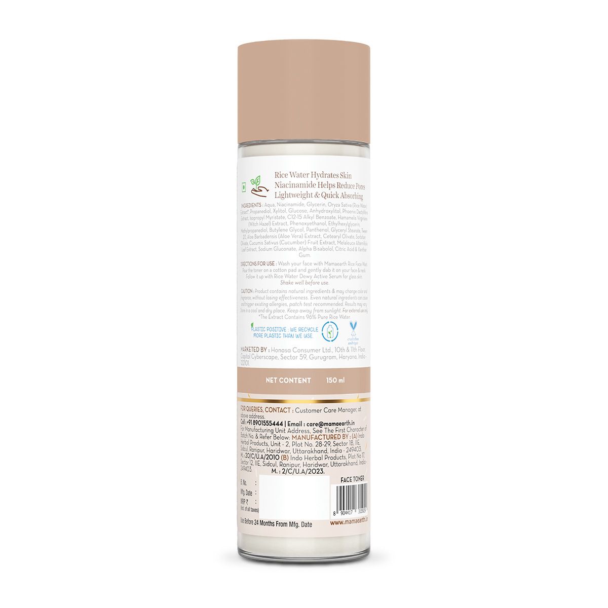 Mamaearth Rice Water Dewy Face Toner with 96% Pure Rice Water Extract & 4% Niacinamide for Glass Skin, 150ml - Image 9 - Buy from Indicrest