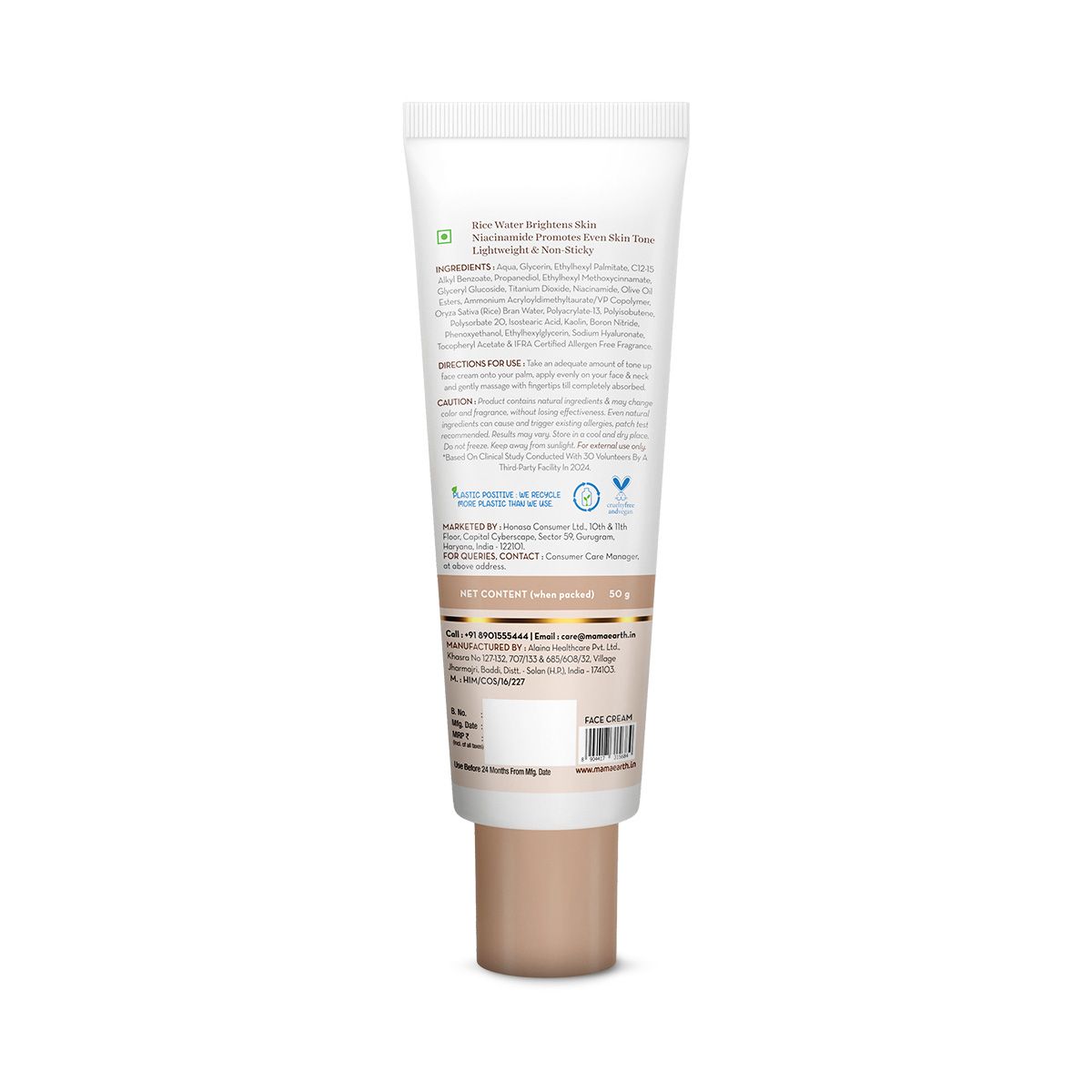 Mamaearth Rice Water Tone Up Face Cream with Rice Water & Niacinamide for Glass Skin, 50g - Image 8 - Buy from Indicrest