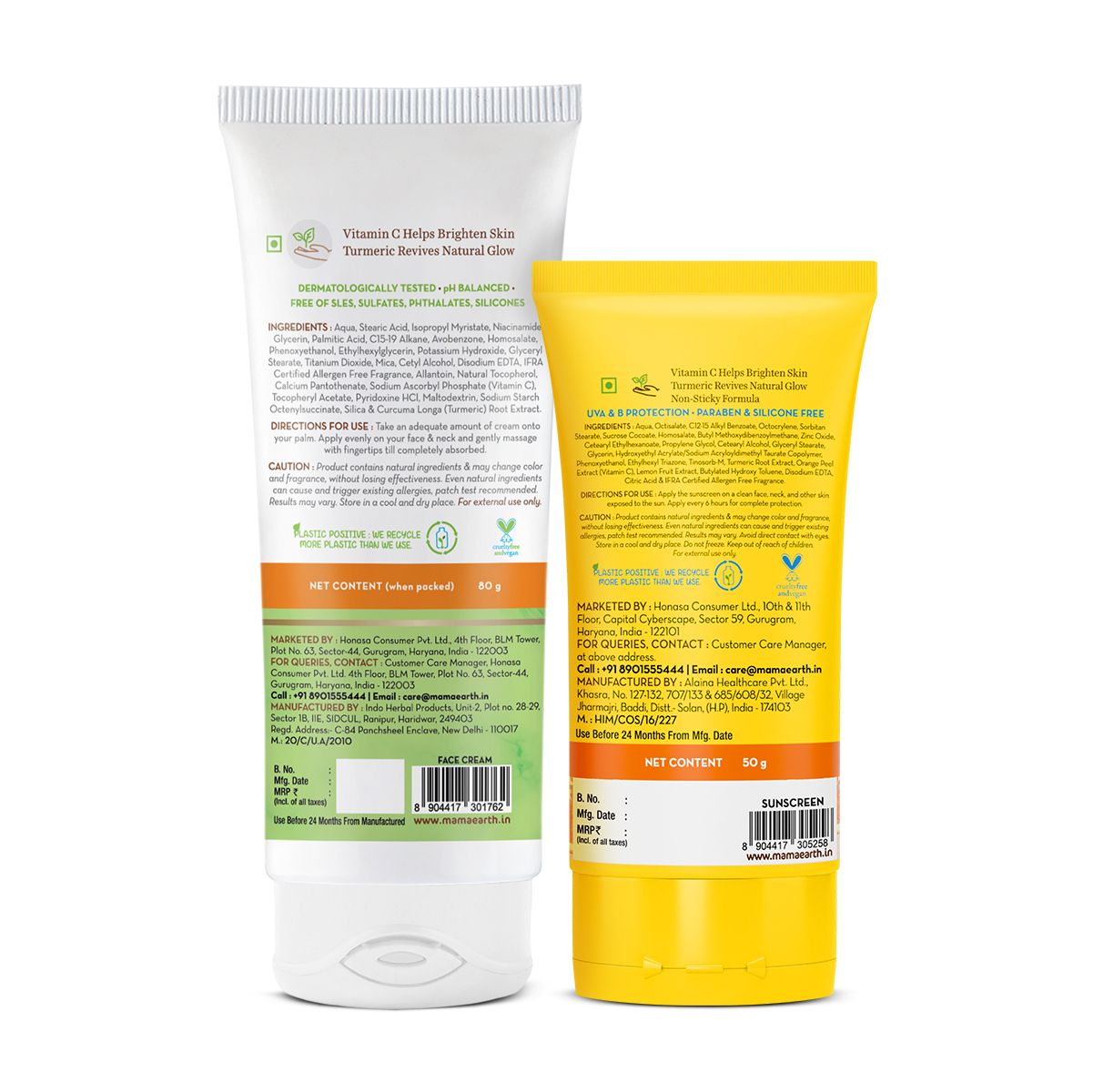 Mamaearth Vitamin C Daily Glow Duo, Face Cream 80g + Sunscreen 50g - Image 2 - Buy from Indicrest