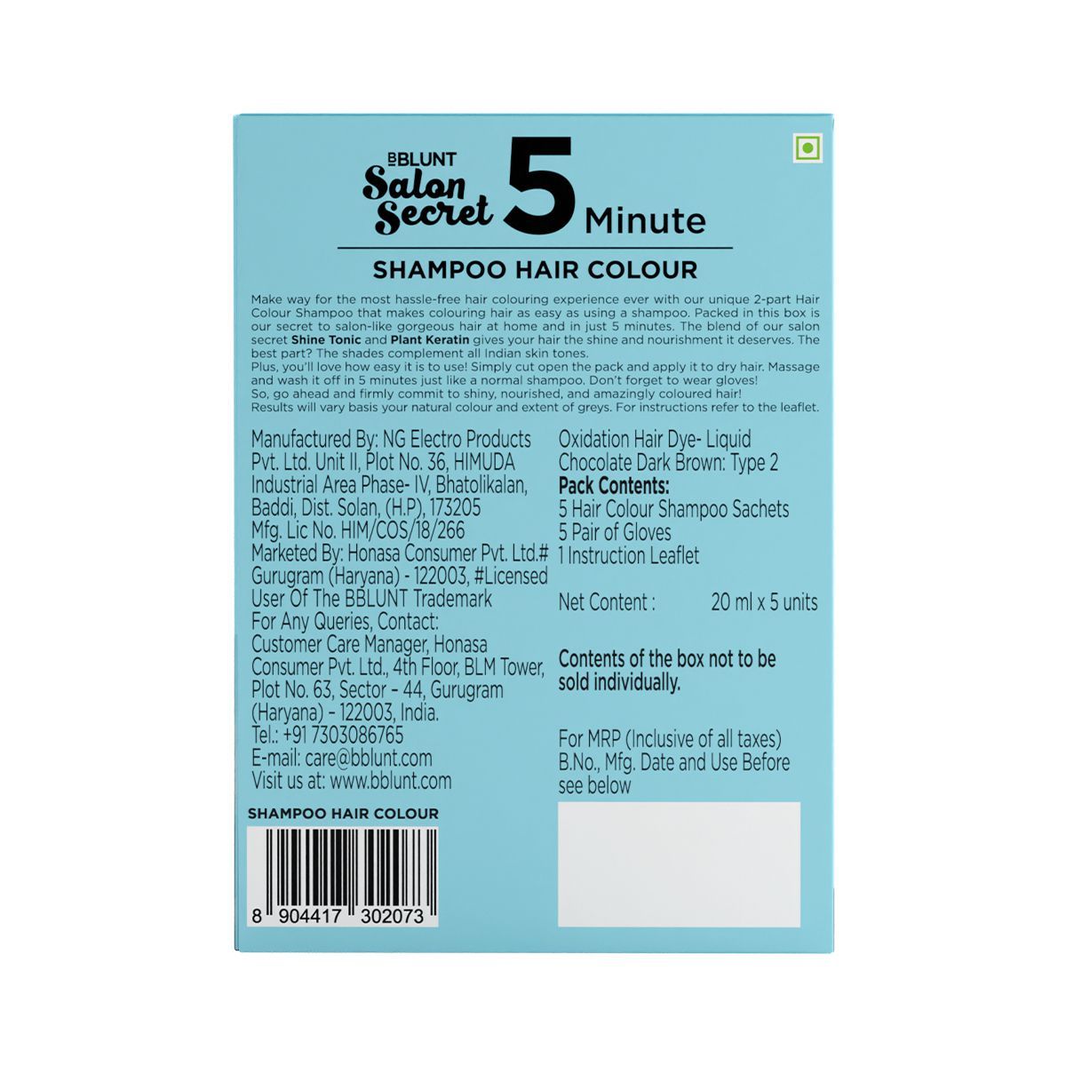 Bblunt 5 Min Shampoo Choco Dark Brown Duo, Natural Black Pack of 2 - Image 7 - Buy from Indicrest