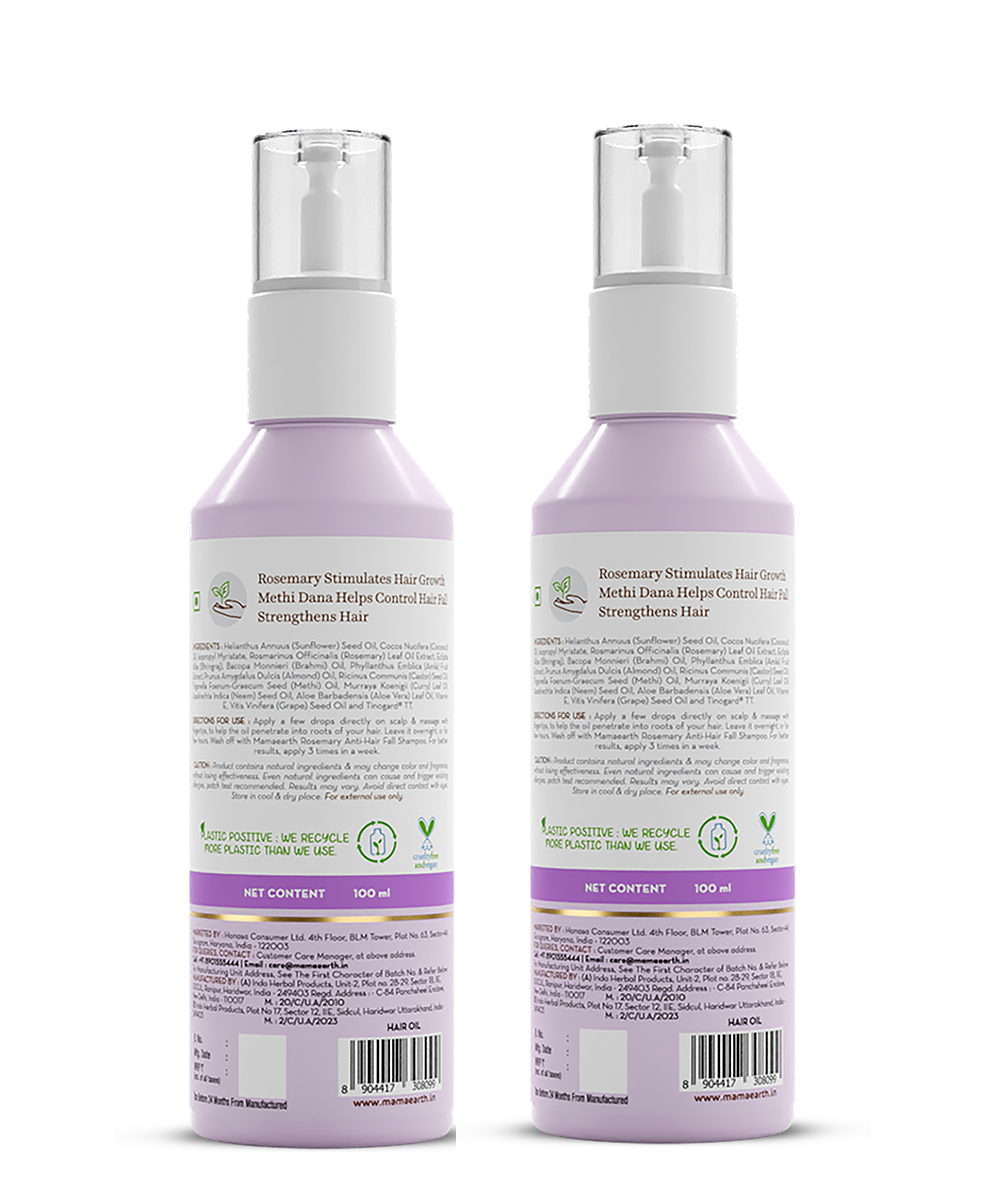 Mamaearth Rosemary Hair Growth Oil with Rosemary & Methi Dana for Promoting Hair Growth, Pack of 2 X 100ml - Image 2 - Buy from Indicrest