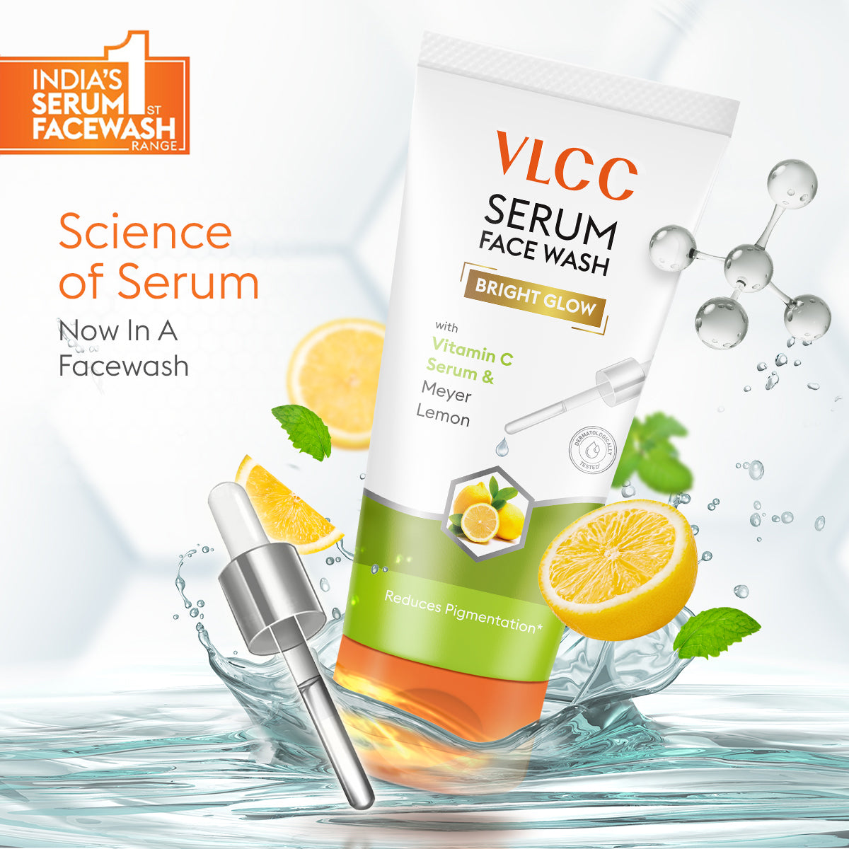 VLCC Bright Glow Serum Face Wash with Vitamin C Serum and Meyer Lemon - 100ml - Image 2 - Buy from Indicrest