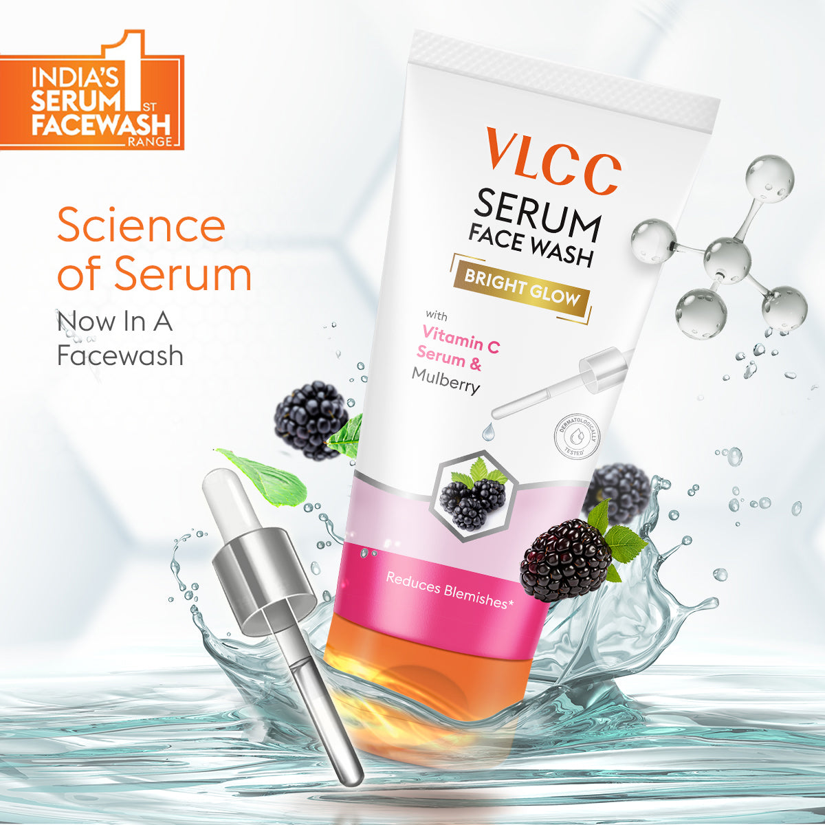 VLCC Bright Glow Serum Face Wash with Vitamin C Serum and Mulberry - 100ml - Image 2 - Buy from Indicrest