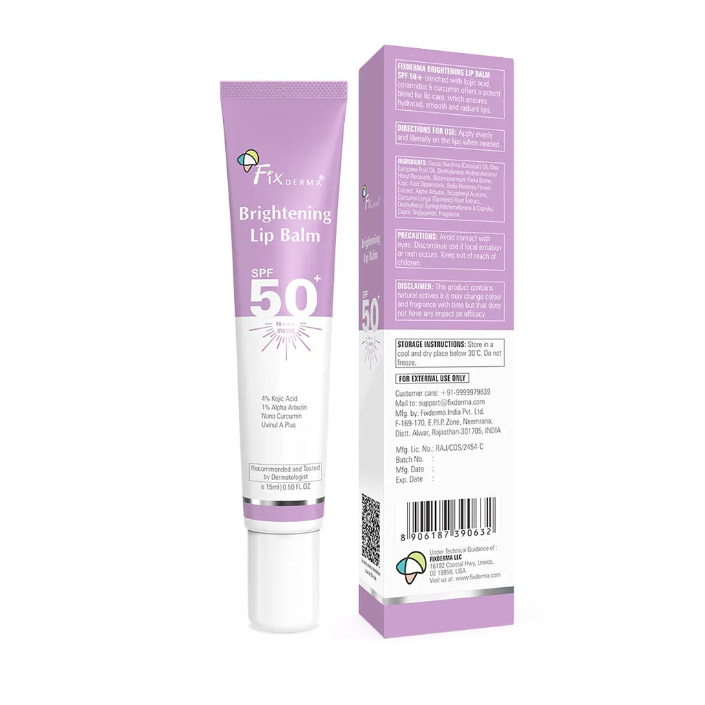Fixderma Brightening & Tinted Lip Balm with SPF 50+ | Perfect Lip Care Kit for Dry & Dark Lips, Lip Balm 15ml + Tinted Lip Balm 15ml - Image 10 - Buy from Indicrest