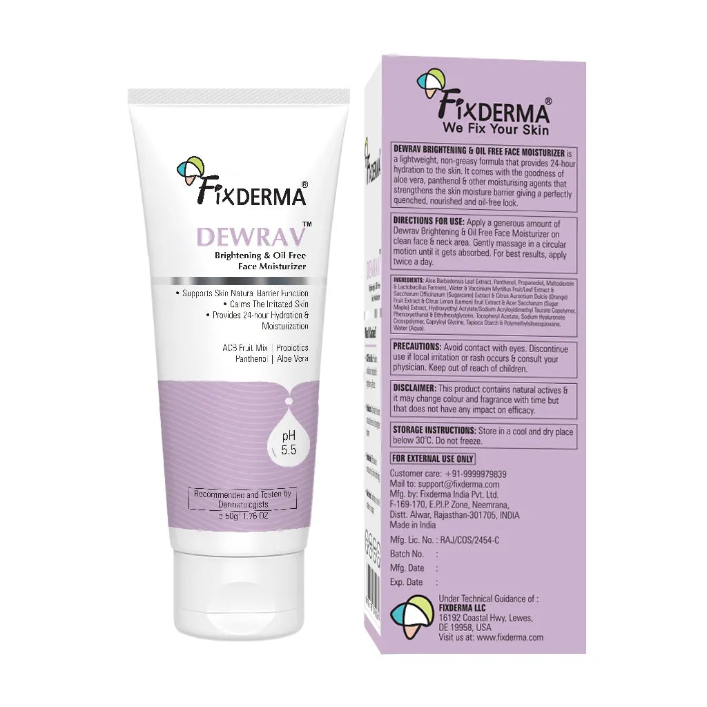 Fixderma Dewrav Brightening & Oil Free Face Moisturizer, 50g - Image 9 - Buy from Indicrest