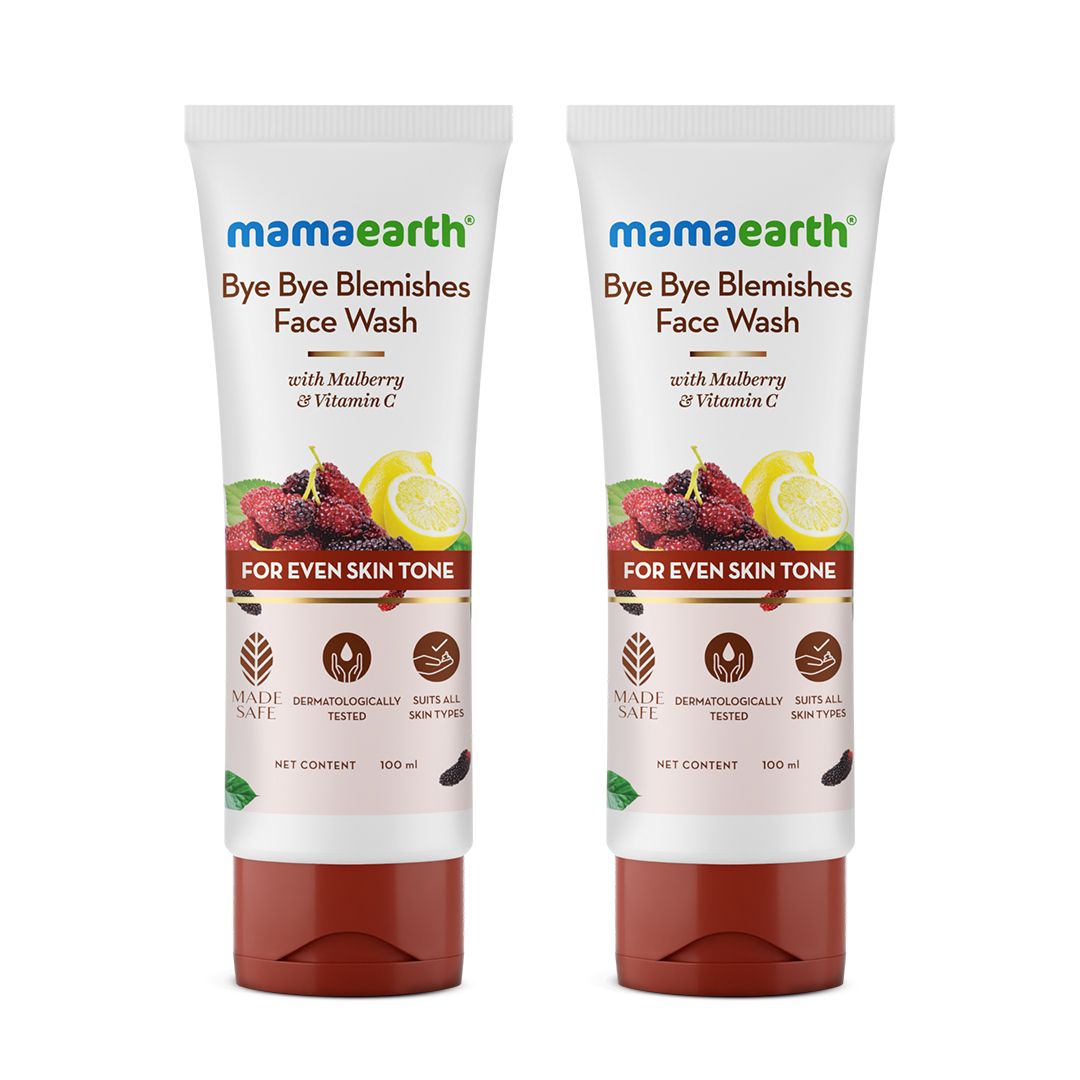 Mamaearth Bye Bye Blemishes X Face Wash with Mulberry and Vitamin C for Even Skin Tone, Pack of 2 X 100ml - Buy from Indicrest