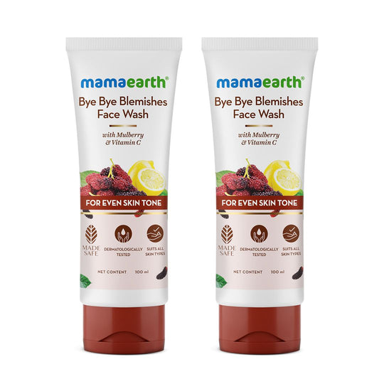 Mamaearth Bye Bye Blemishes X Face Wash with Mulberry and Vitamin C for Even Skin Tone, Pack of 2 X 100ml - Buy from Indicrest