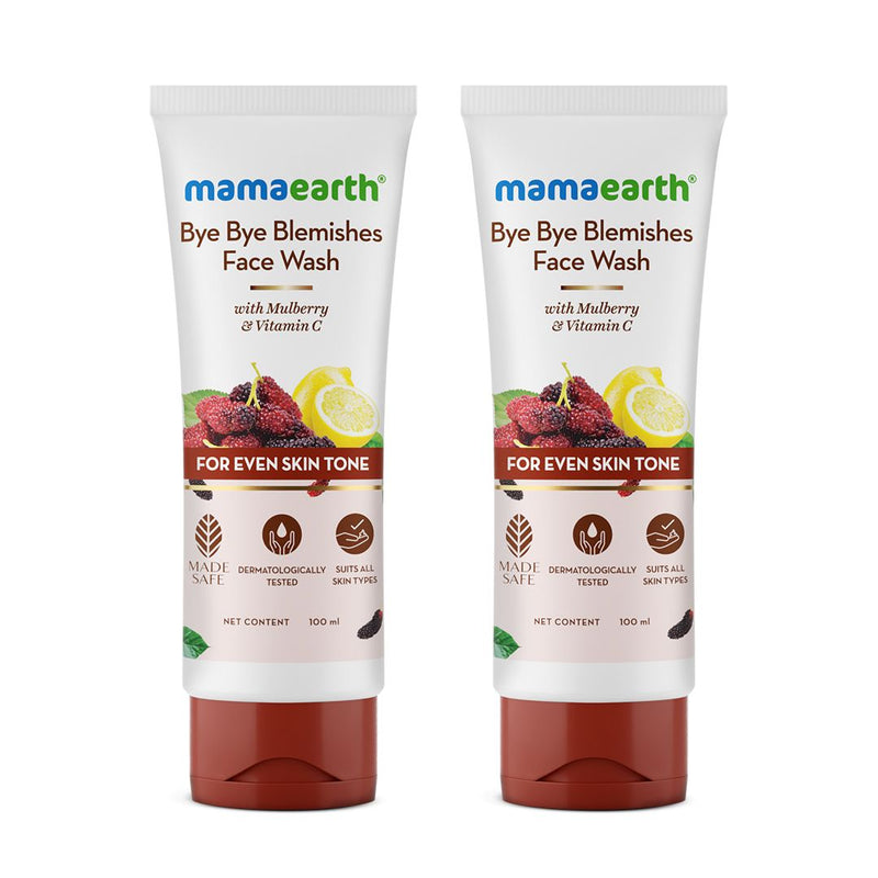 Mamaearth Bye Bye Blemishes X Face Wash with Mulberry and Vitamin C for Even Skin Tone, Pack of 2 X 100ml - Buy from Indicrest