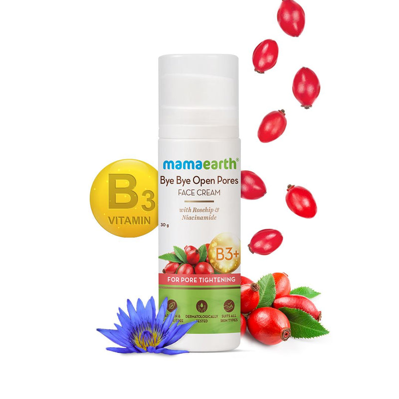 Mamaearth Bye Bye Open Pores Face Cream with Rosehip & Niacinamide For Pore Tightening, 30g - Buy from Indicrest