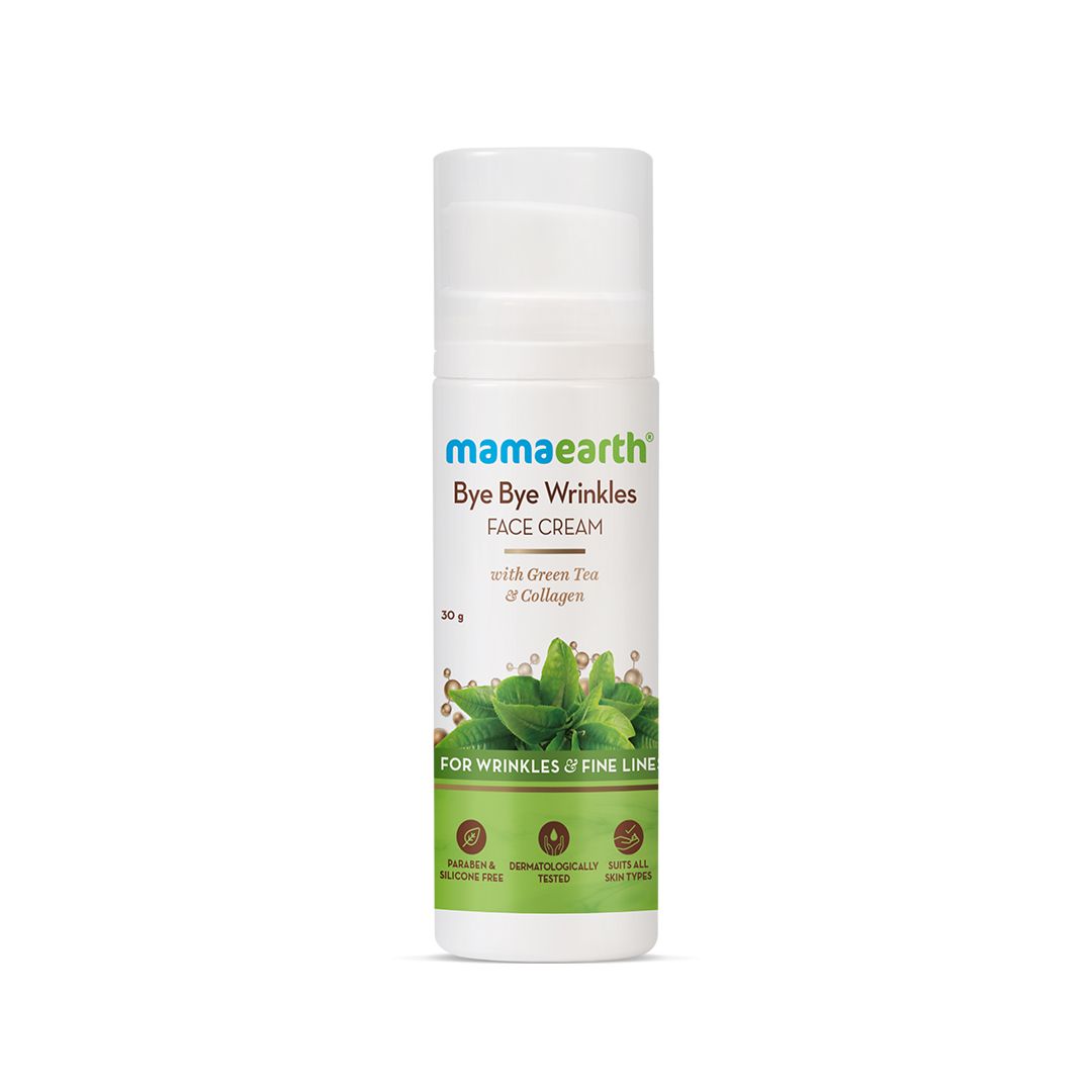 Mamaearth Bye Bye Wrinkles Face Cream with Green Tea & Collagen for Wrinkles & Fine Lines, 30g - Image 9 - Buy from Indicrest