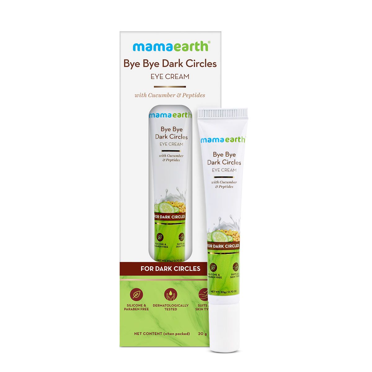 Mamaearth Bye Bye Dark Circles Eye Cream with Cucumber and Peptides for Dark Circles, 20g - Image 3 - Buy from Indicrest