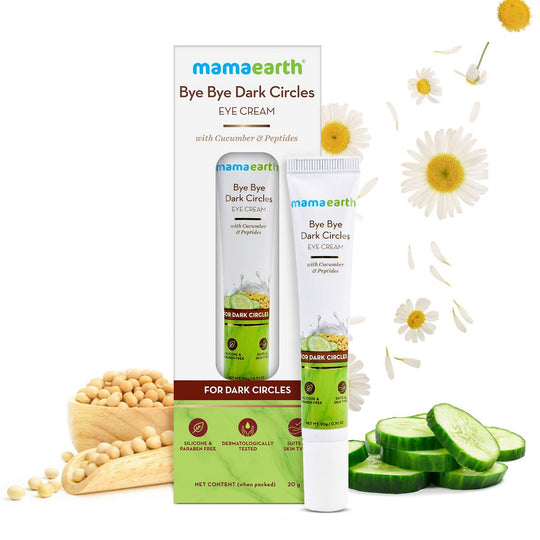 Mamaearth Bye Bye Dark Circles Eye Cream with Cucumber and Peptides for Dark Circles, 20g - Buy from Indicrest