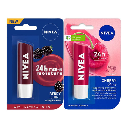 Nivea Fruity Blackberry Shine + Cherry Shine Lip Balm Combo, 2 pieces Buy at Indicrest