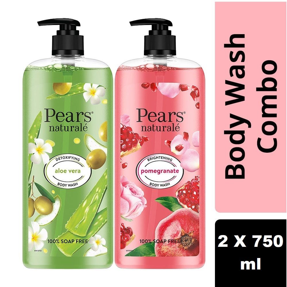 Pears Naturale Detoxifying Aloevera + Brightening Pomegranate Bodywash Combo, 2 pieces Buy at Indicrest