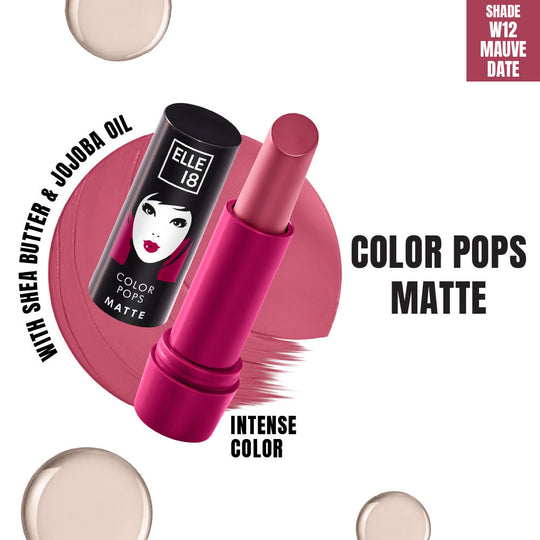 Elle 18 Color Pop Matte Long Stay Lip Color With Shea Butter & Jojoba Oil - W12 Mauve Date, 4.3g Buy at Indicrest