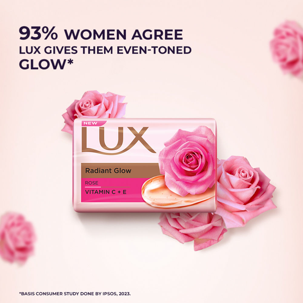 Lux Soft Glow Rose & Vitamin C & E For Radiant Glowing Skin Beauty Soap, 1200g Buy at Indicrest Image 3