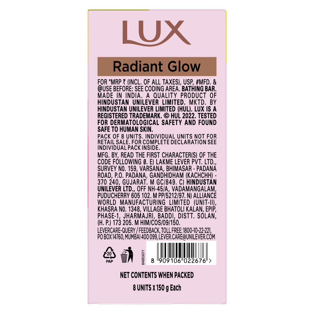 Lux Soft Glow Rose & Vitamin C & E For Radiant Glowing Skin Beauty Soap, 1200g Buy at Indicrest Image 7
